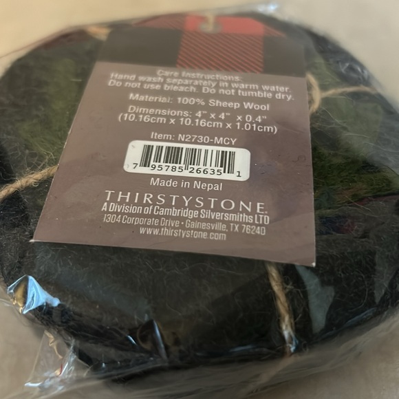 Thirstystone Round Felt Wool Antler Coasters From Nepal, Set of 4 - Picture 5 of 5